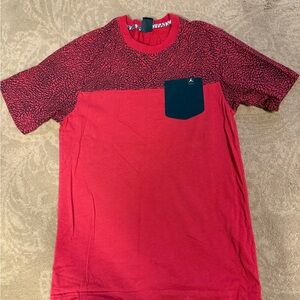 Red Patterned Men's Shirt with Pocket
